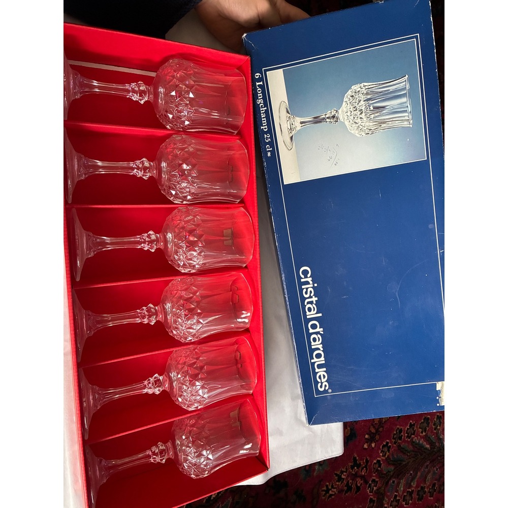 Cristal d'Arques Wine Glasses Set 6 Clear Longchamp 25cl Lead Crystal France